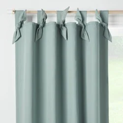 42"W x 84"L Tie Top Embellished Kids' Blackout Window Curtain Panel with Ties Green - Pillowfort™