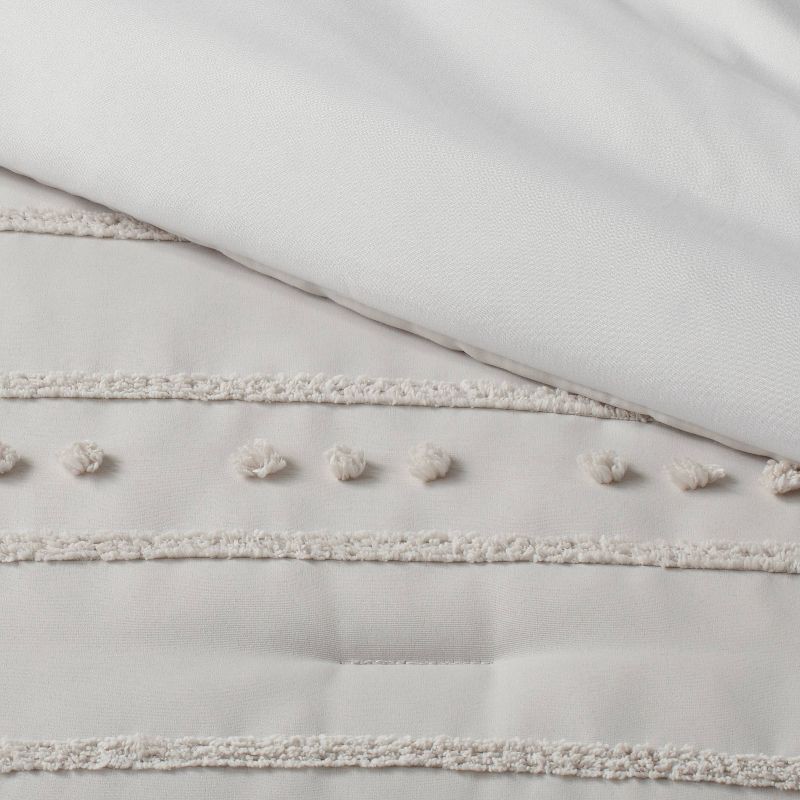 slide 4 of 7, 5pc Full/Queen Clipped Stripe Poms Comforter Bedding Set Gray - Threshold™, 5 ct