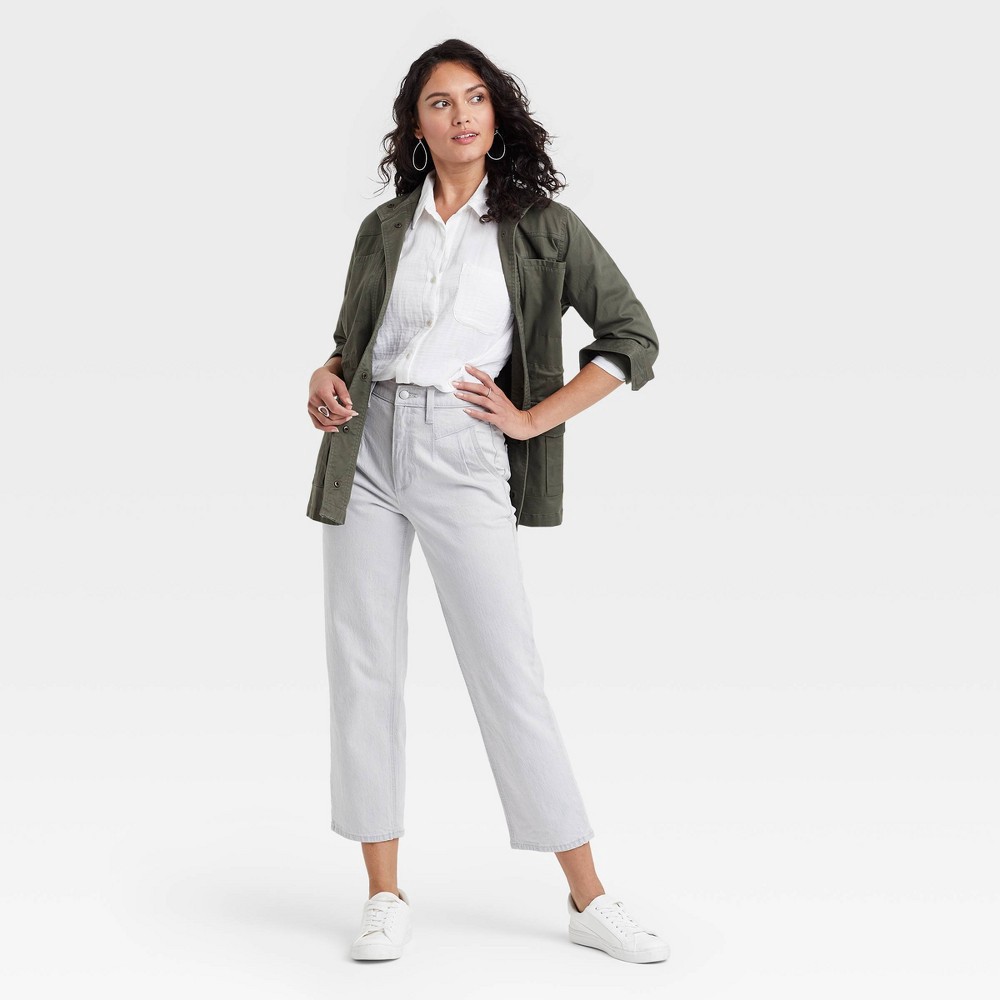 slide 3 of 3, Women's Long Sleeve Relaxed Fit Gauze Button-Down Shirt - Universal Thread White S, 1 ct