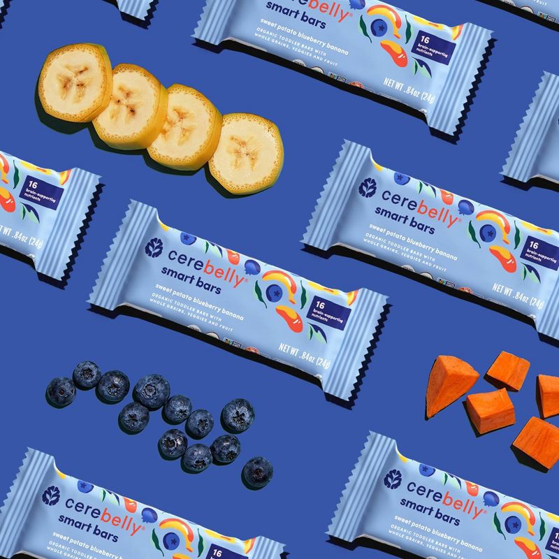 slide 4 of 4, Cerebelly Organic Blueberry Banana Sweet Potato Smart Snack Bars - 4.2oz/5pk, 4.2 oz, 5 ct