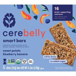 Cerebelly Organic Blueberry Banana Sweet Potato Smart Snack Bars - 4.2oz/5pk