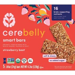 Cerebelly Organic Strawberry Beet Smart Snack Bars - 4.2oz/5pk