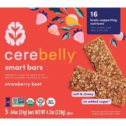 Cerebelly Organic Strawberry Beet Smart Snack Bars - 4.2oz/5pk