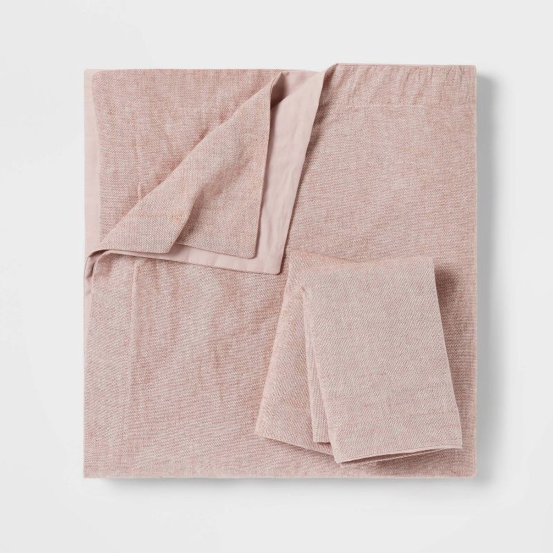 slide 4 of 6, Full/Queen Cotton Linen Chambray Duvet Cover & Sham Set Terracotta - Threshold™: Woven Bedding Sets with Inner Ties, OEKO-TEX Certified, 1 ct