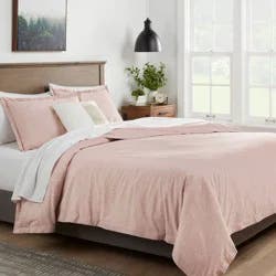 Full/Queen Cotton Linen Chambray Duvet Cover & Sham Set Terracotta - Threshold™: Woven Bedding Sets with Inner Ties, OEKO-TEX Certified