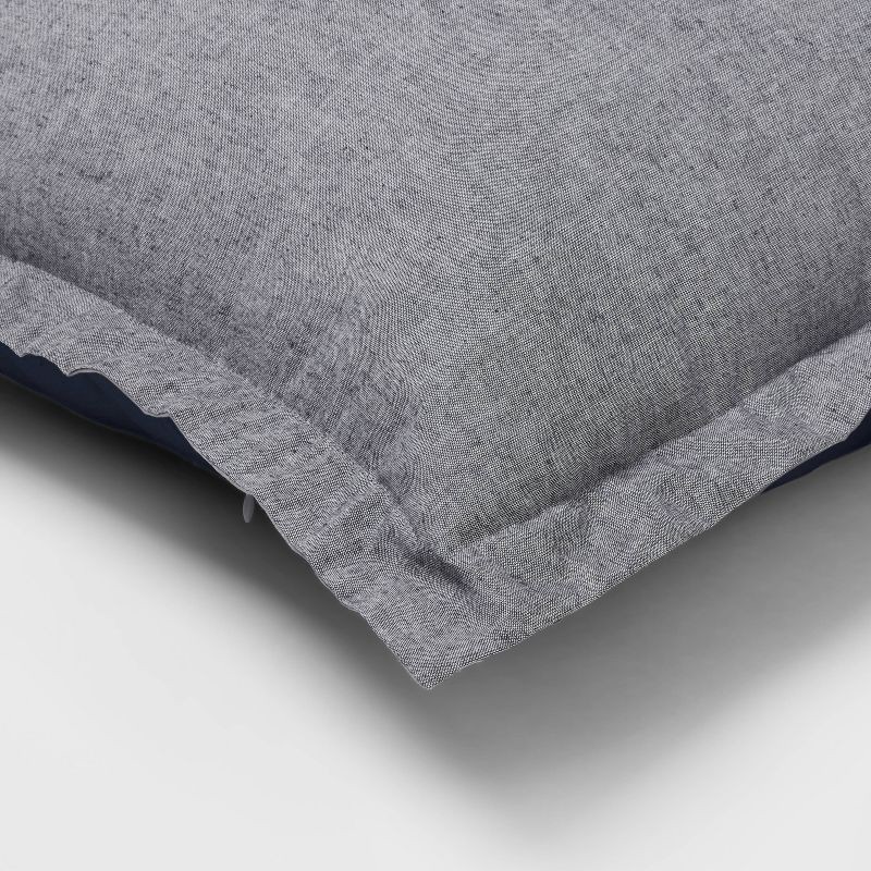 slide 4 of 4, Euro Cotton Linen Blend Chambray Decorative Throw Pillow Navy - Threshold™: Indoor Square Pillow, Zipper Closure, OEKO-TEX Certified, 1 ct