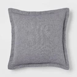 Euro Cotton Linen Blend Chambray Decorative Throw Pillow Navy - Threshold™: Indoor Square Pillow, Zipper Closure, OEKO-TEX Certified