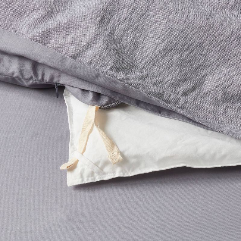slide 6 of 6, King Cotton Linen Chambray Duvet Cover & Sham Set Navy - Threshold™: Woven Midweight Fabric, Zipper Closure, 1 ct