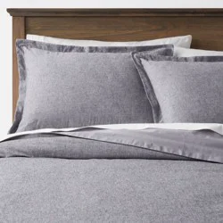 King Cotton Linen Chambray Duvet Cover & Sham Set Navy - Threshold™: Woven Midweight Fabric, Zipper Closure