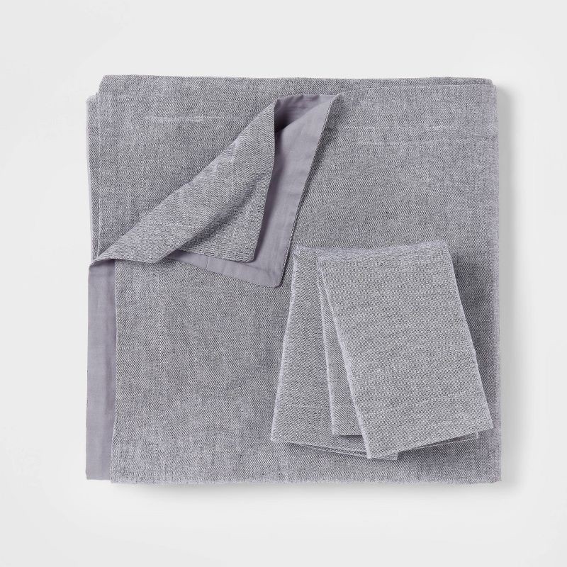 slide 4 of 6, Full/Queen Cotton Linen Chambray Duvet Cover & Sham Set Navy - Threshold™: Woven Bedding Sets, OEKO-TEX Certified, 1 ct