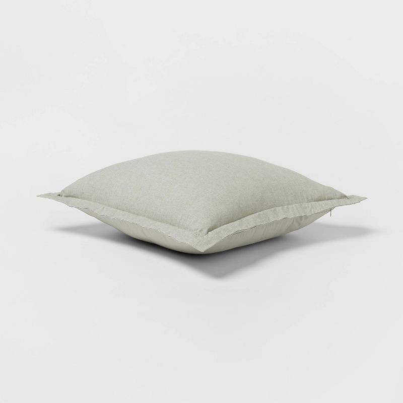 slide 3 of 4, Euro Cotton Linen Blend Chambray Decorative Throw Pillow Moss Green - Threshold™: Indoor Square Cushion, Zipper Closure, OEKO-TEX Certified, 1 ct
