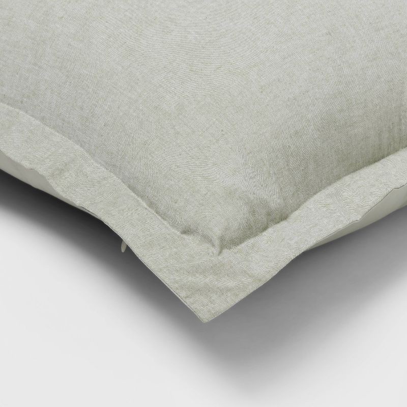slide 4 of 4, Euro Cotton Linen Blend Chambray Decorative Throw Pillow Moss Green - Threshold™: Indoor Square Cushion, Zipper Closure, OEKO-TEX Certified, 1 ct