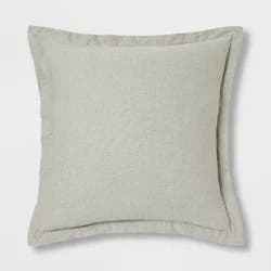 Euro Cotton Linen Blend Chambray Decorative Throw Pillow Moss Green - Threshold™: Indoor Square Cushion, Zipper Closure, OEKO-TEX Certified