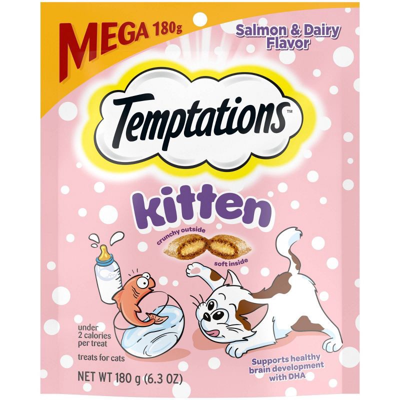 slide 1 of 11, Temptations Salmon and Milk Flavor Crunchy Kitten Treats - 6.3oz, 6.3 oz