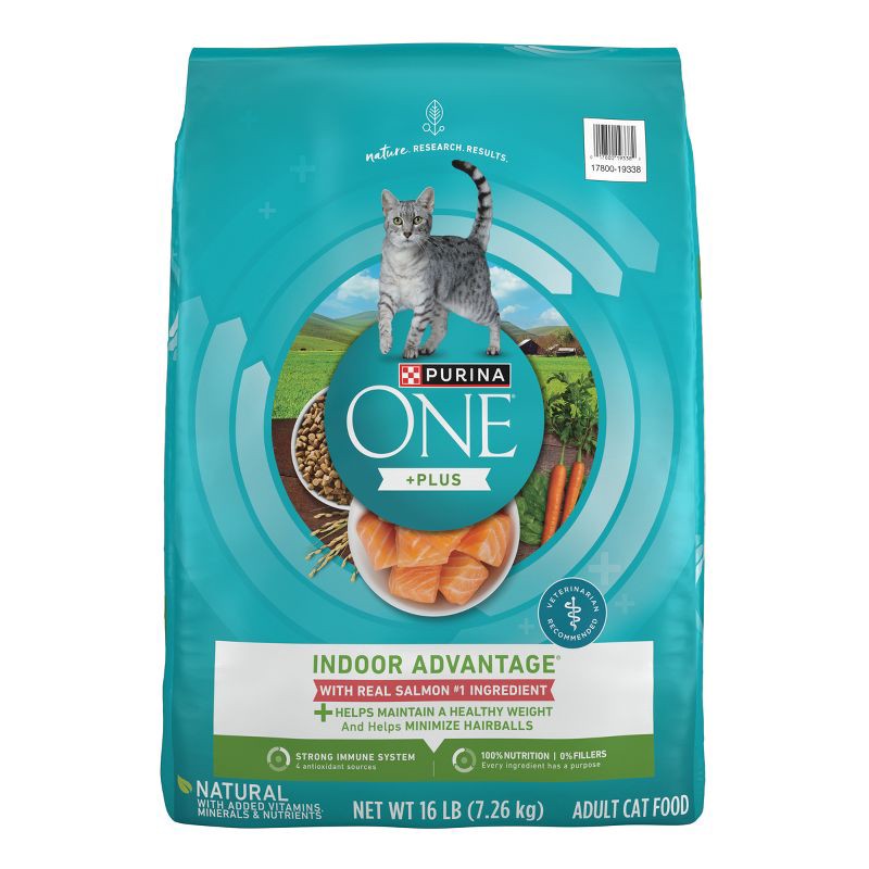 slide 1 of 9, Purina ONE Indoor Advantage Healthy Weight Natural Fish, Seafood and Salmon Flavor Dry Cat Food - 16lbs, 16 lb