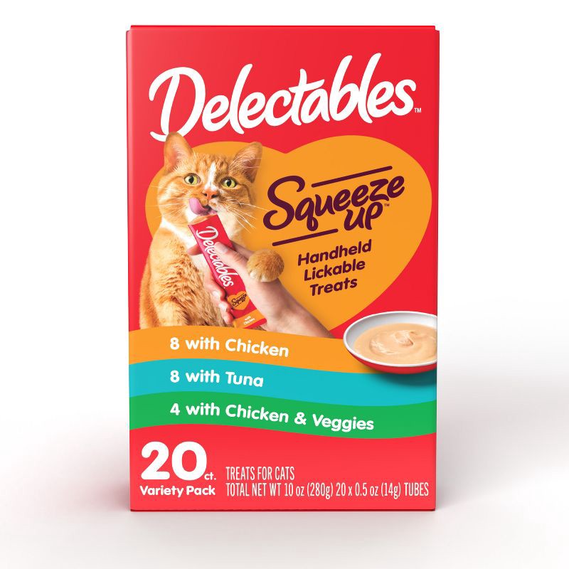slide 1 of 4, Delectables Squeeze Up Tube with Vegetable, Chicken and Tuna Flavor Cat Treats - 20ct/10oz, 20 ct; 10 oz