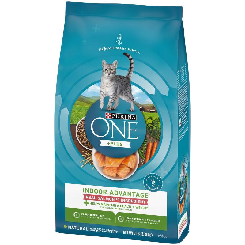 slide 6 of 8, Purina ONE Indoor Advantage Healthy Weight Natural Fish, Seafood and Salmon Flavor Dry Cat Food - 7lbs, 7 lb