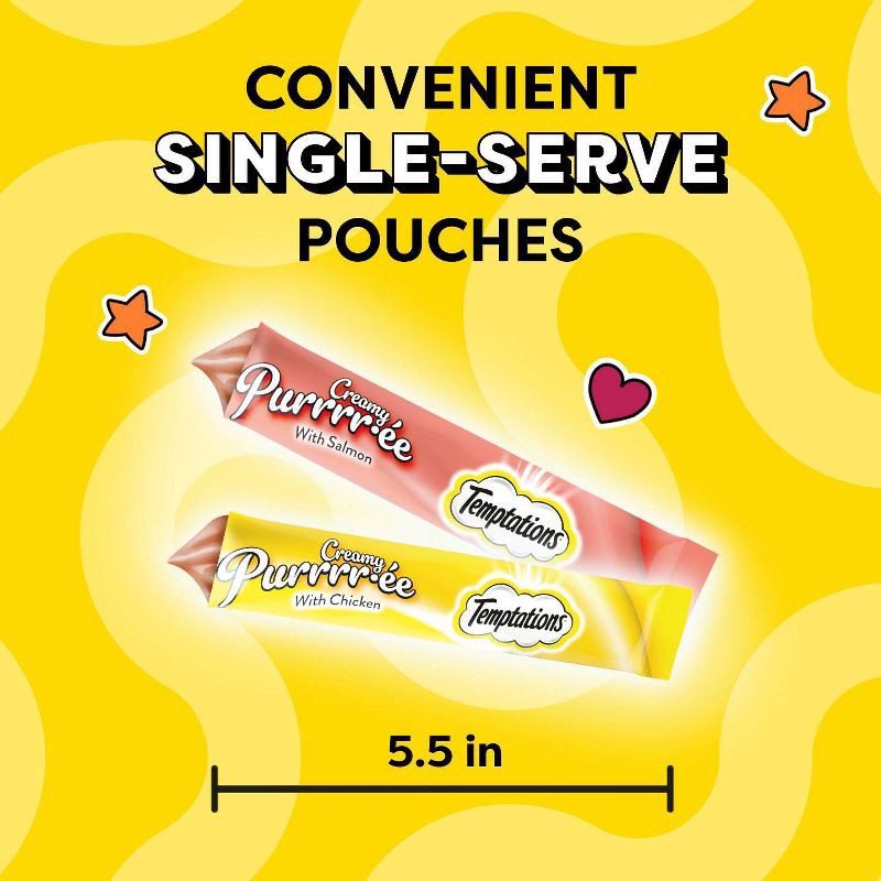 slide 16 of 17, Temptations Creamy Puree with Chicken and Salmon Flavor Squeezable Lickable Variety Pack Cat Treats - 16ct, 16 ct