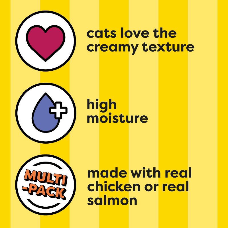 slide 6 of 17, Temptations Creamy Puree with Chicken and Salmon Flavor Squeezable Lickable Variety Pack Cat Treats - 16ct, 16 ct