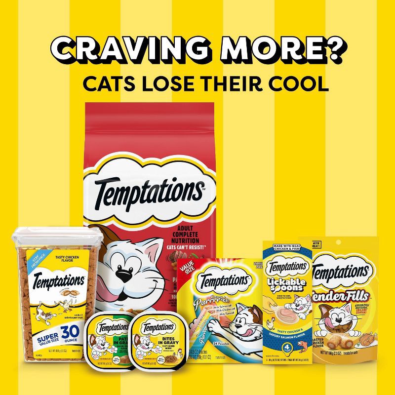 slide 10 of 17, Temptations Creamy Puree with Chicken and Salmon Flavor Squeezable Lickable Variety Pack Cat Treats - 16ct, 16 ct