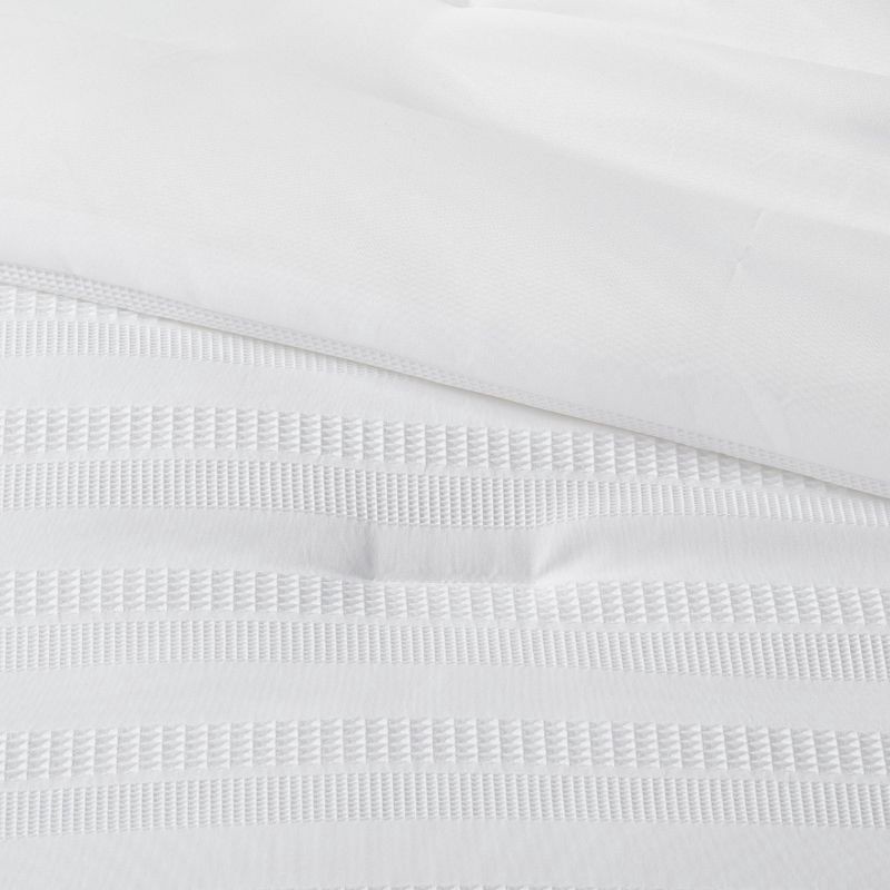 slide 4 of 7, 5pc Full/Queen Woven Waffle Stripe Comforter Set White - Threshold™: Includes Shams & Decorative Pillows, 5 ct