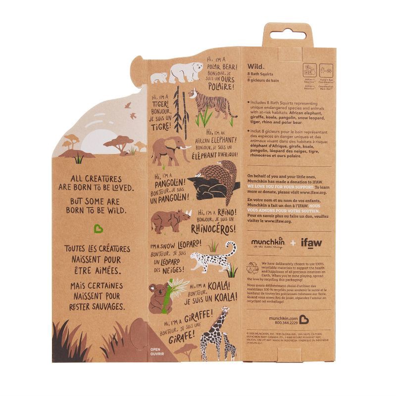 slide 8 of 8, Munchkin Wild Animal Bath Toy Squirts - 8pk, 8 ct