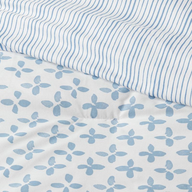 slide 4 of 9, 8pc King Block Print with Border Comforter Bedding Set Light Blue - Threshold™: Cotton Blend, Quilted, OEKO-TEX Certified, 8 ct