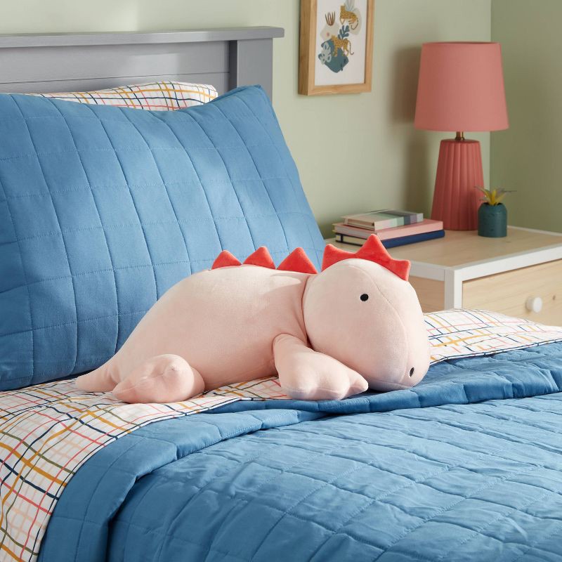 slide 2 of 4, Dinosaur Weighted Plush Kids' Throw Pillow Pink - Pillowfort™, 1 ct