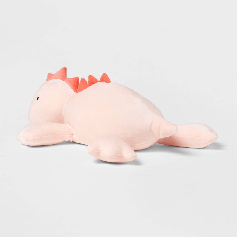 slide 3 of 4, Dinosaur Weighted Plush Kids' Throw Pillow Pink - Pillowfort™, 1 ct