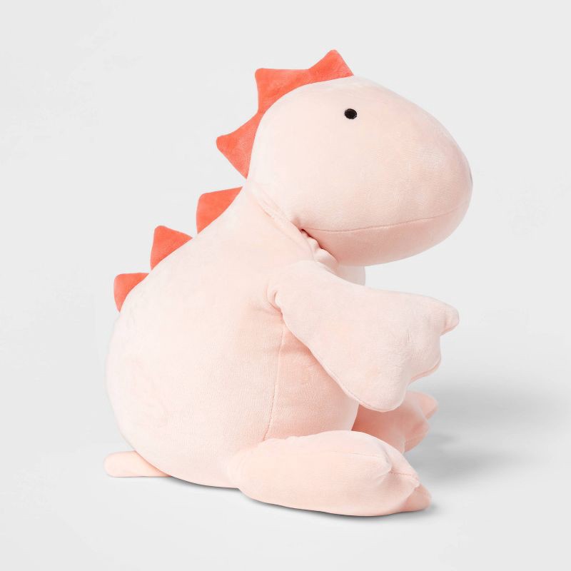 slide 4 of 4, Dinosaur Weighted Plush Kids' Throw Pillow Pink - Pillowfort™, 1 ct