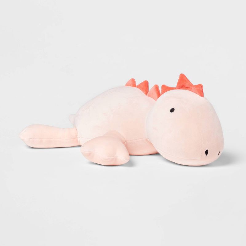 slide 1 of 4, Dinosaur Weighted Plush Kids' Throw Pillow Pink - Pillowfort™, 1 ct