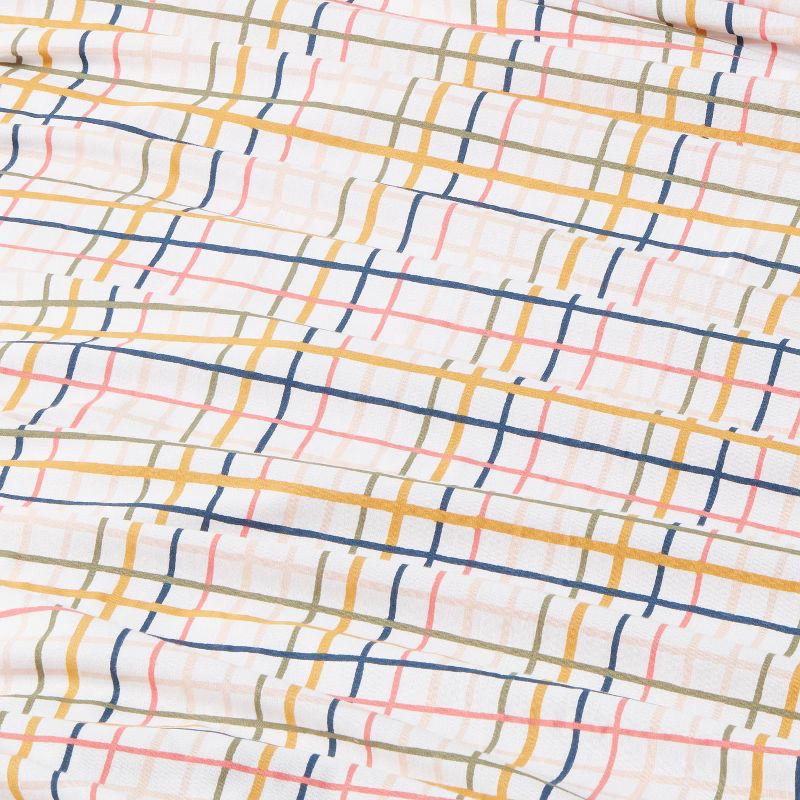 slide 4 of 4, Twin Plaid Print Cotton Kids' Sheet Set - Pillowfort™: Percale, OEKO-TEX Certified, 3-Piece Bedding for Kids, 1 ct