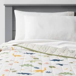 Twin Dinosaur Reversible Kids' Quilt - Pillowfort™: Boys Bedding, Twin Size, Green, OEKO-TEX Certified