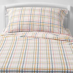 Full Plaid Print Cotton Kids' Sheet Set - Pillowfort™": OEKO-TEX Certified