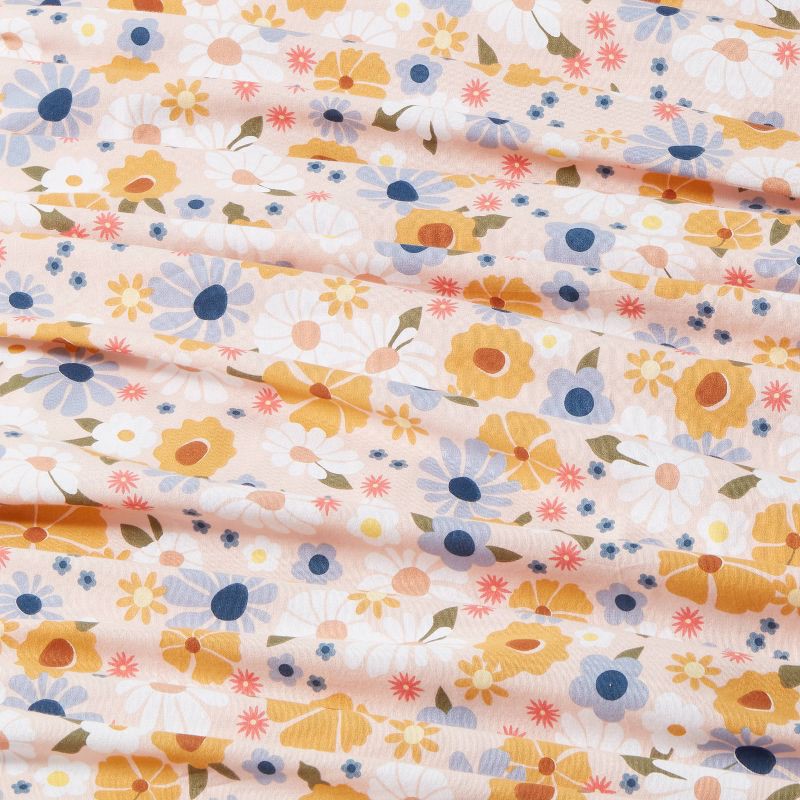 slide 3 of 3, Full Vintage Floral Print Cotton Kids' Sheet Set - Pillowfort™, 1 ct