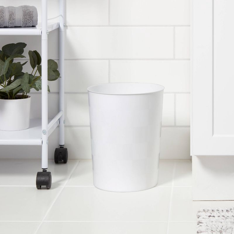 slide 2 of 3, Wastebasket White - Room Essentials™: Plastic, Compact Design, 7.5L Capacity, 10.5" Height, 7.5 liter