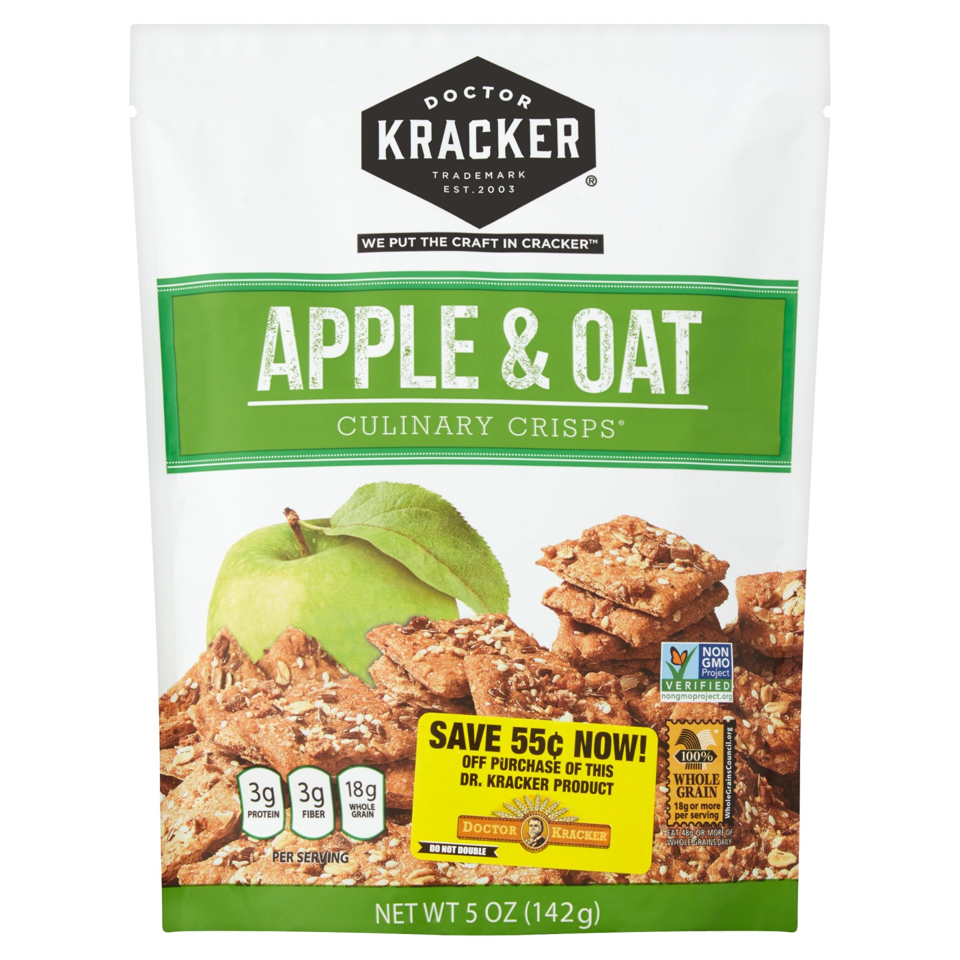 slide 1 of 1, Doctor Kracker Crackers Apple Oat Crunch, 6 oz