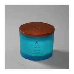 3-Wick Frosted Glass Nourish + Renew Lidded Jar Candle Light Blue 11oz - Mind & Body by Chesapeake Bay Candle: Soy Wax, Essential Oils