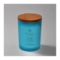 Frosted Glass Nourish + Renew Lidded Jar Candle Light Blue 8.8oz - Mind & Body by Chesapeake Bay Candle: Soy Wax Blend, Essential Oils