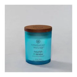 Frosted Glass Nourish + Renew Lidded Jar Candle Light Blue 3.7oz - Mind & Body by Chesapeake Bay Candle: Soy Wax Blend with Essential Oils