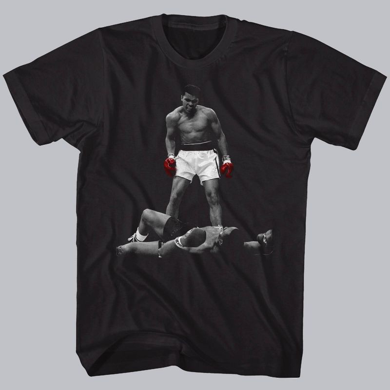 slide 1 of 2, Men's Muhammad Ali Short Sleeve Graphic T-Shirt - Black S: Cotton Crew Neck Pullover, Woven Below Waist, 1 ct
