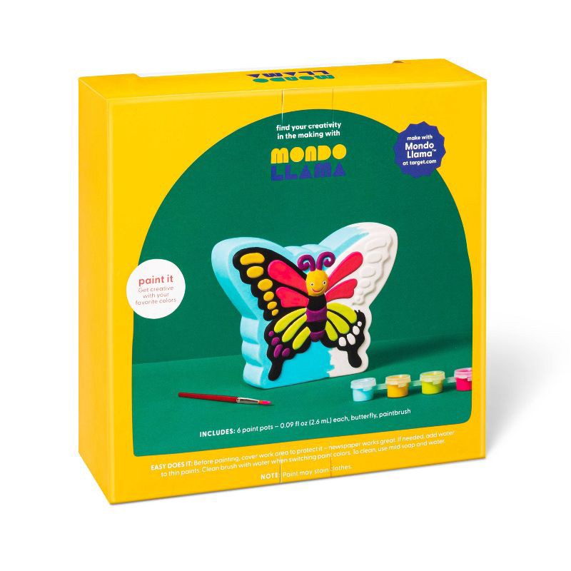 slide 3 of 4, Paint-Your-Own Ceramic Butterfly Craft Kit - Mondo Llama™: DIY Art Kit with Paint & Brush, Ages 8+, 1 ct
