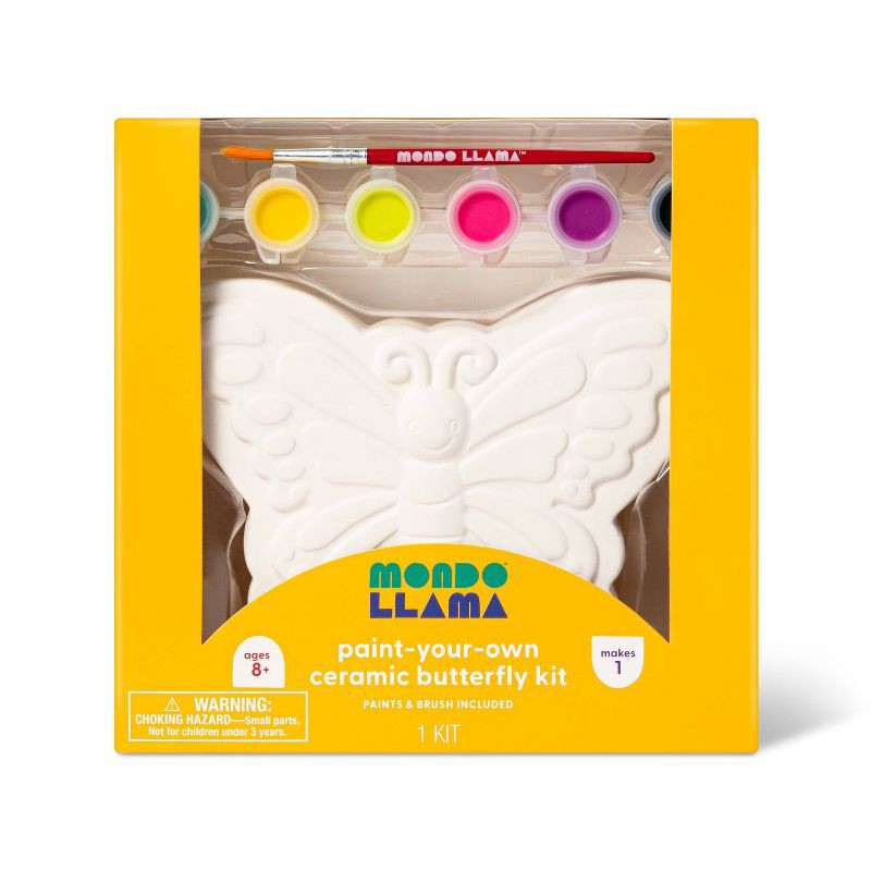 slide 1 of 4, Paint-Your-Own Ceramic Butterfly Craft Kit - Mondo Llama™: DIY Art Kit with Paint & Brush, Ages 8+, 1 ct