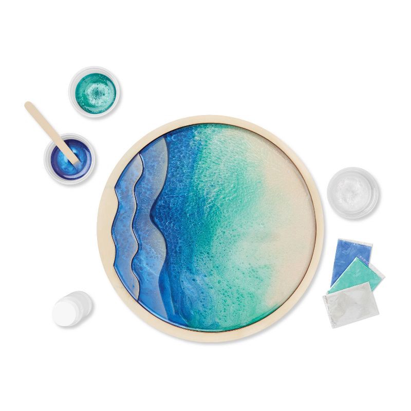 slide 4 of 4, Round Resin Wood Frame Kit Ocean - Mondo Llama™: DIY Art Kit, Adult Craft, Includes Resin & Wood, 1 ct