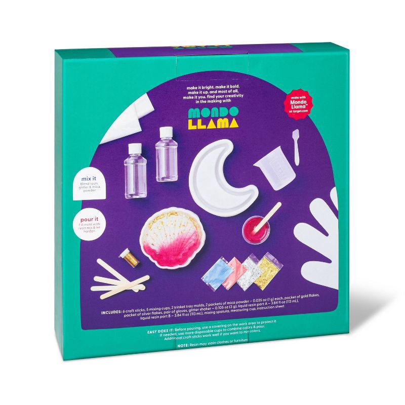 slide 3 of 4, Resin Pouring Trinket Dish - Mondo Llama™: DIY Art Kit with Glitter & Instructions for Adults, 1 ct