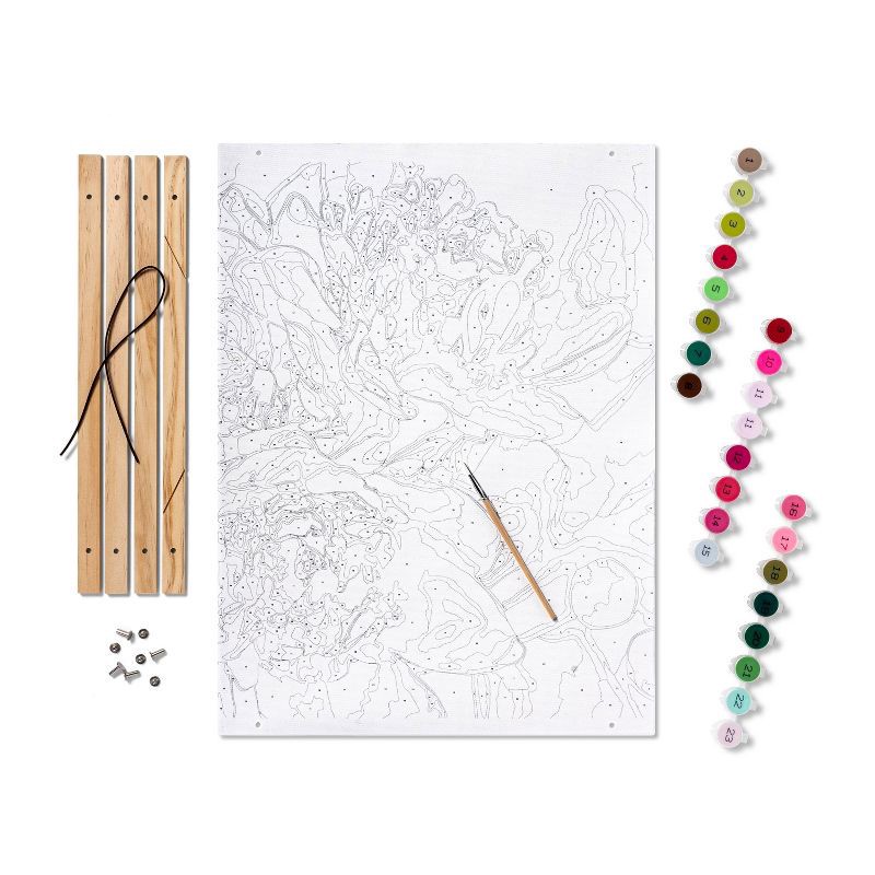 slide 2 of 4, Paint by Number Kit Peonies - Mondo Llama™: DIY Art Kit for Adults, Acrylic Painting, Includes Paints & Brush, 1 ct