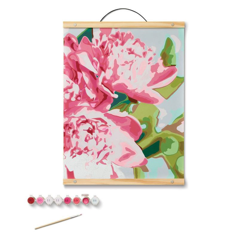 slide 4 of 4, Paint by Number Kit Peonies - Mondo Llama™: DIY Art Kit for Adults, Acrylic Painting, Includes Paints & Brush, 1 ct