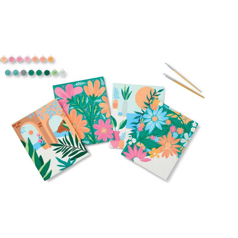 slide 4 of 4, 4pk Paint by Number Canvas boards Floral - Mondo Llama™: DIY Art Kit, Acrylic Paint & Brushes, Adult Craft Activity, 4 ct