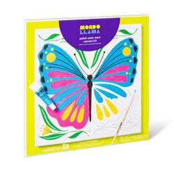11''x11" Paint-Your-Own Canvas Craft Kit Butterfly - Mondo Llama™: DIY Art Kit with Paint, Tray, Brushes, Canvas Boards