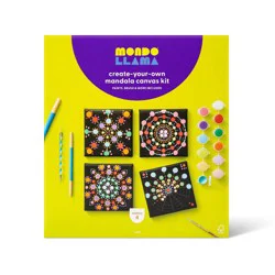 4'' x 4'' 4pk Paint-Your-Own Canvas Kit Mandalas - Mondo Llama™: DIY Art Kit with Brush & Paint for Ages 6+